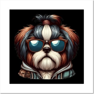 Funny Shih Tzu with Sunglasses Posters and Art